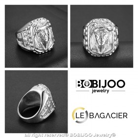 BA0342 BOBIJOO Jewelry Big Signet Ring Head Jesus Steel 316L Cross