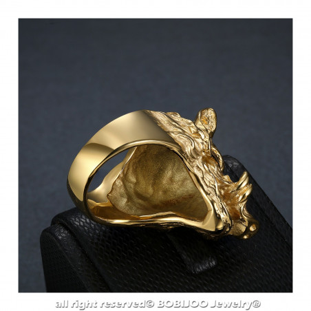 BA0345 BOBIJOO Jewelry Ring Siegelring Mann Wildschwein Warzenschwein Gold