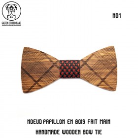 NP0056 Gaston et Ferdinand Bow Tie Wood Geometry Stripes