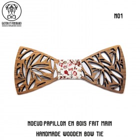 NP0059 Gaston et Ferdinand Bow Tie Wood Openwork Chic Trend