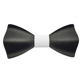 NP0061 Gaston et Ferdinand Bow tie Wood, Stained in Black 3D Fabric