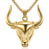 PE0171 BOBIJOO Jewelry Ciondolo Testa di un Toro Acciaio Oro Camargue + String