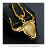 PE0171 BOBIJOO Jewelry Pendant Head of a Bull Steel Gold Camargue + String