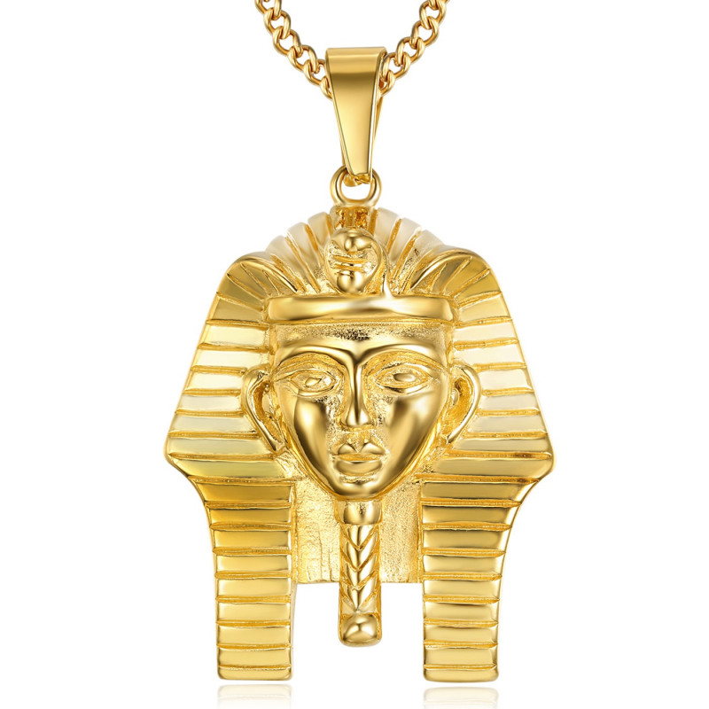 Pendentif Tête de Pharaon Egypte Ancienne Acier Or + Chaîne bobijoo Pendentif Tête de Pharaon Egypte Ancienne Acier Or + Chaîne bobijoo