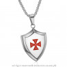PE0223 LE BAGACIER Pendant Templar Coat Of Arms Shield Steel Silver + Chain