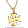 PE0224 BOBIJOO Jewelry Ciondolo Croce Templare Pattee Solare In Acciaio Inox Oro + Catena
