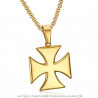 PE0224 BOBIJOO Jewelry Pendant Templar Cross Pattee Solar Stainless Steel Gold + Chain