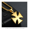 PE0224 BOBIJOO Jewelry Pendant Templar Cross Pattee Solar Stainless Steel Gold + Chain