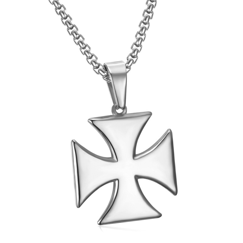 Pendentif Templier Croix Pattée Solaire Argent + Chaîne bobijoo