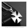 PE0225 BOBIJOO Jewelry Pendant Templar Cross Pattee Solar Silver + Chain