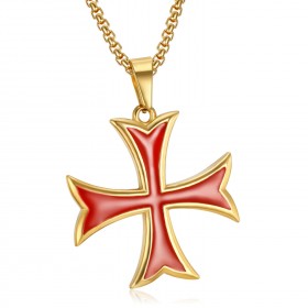 PE0226 BOBIJOO Jewelry Colgante Templario Cruz Pattée Consejos De Efectivo De Oro