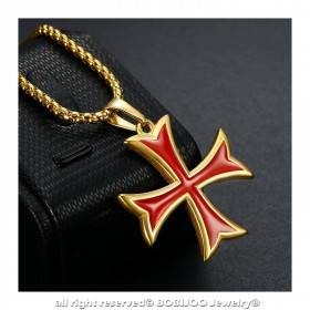 PE0226 BOBIJOO Jewelry Pendant Templar Cross Pattée Tips Cash Gold