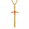 PE0228 BOBIJOO Jewelry Pendant Templar Sword Red Cross Steel Gold + Chain