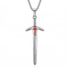 Pendentif Templier Epée Croix Rouge Argent + Chaîne bobijoo