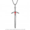 PE0229 BOBIJOO Jewelry Pendant Templar Sword Cross Red Silver + Chain