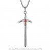 Pendentif Templier Epée Croix Rouge Argent + Chaîne bobijoo