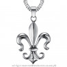 Imposant Pendentif Fleur de Lys Acier Argenté  bobijoo