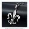 PE0100 BOBIJOO Jewelry Imponente Ciondolo Fleur-de-Lys in Acciaio, Argento