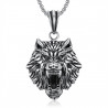 Pendentif Tête de Loup Acier Argent Chaîne bobijoo