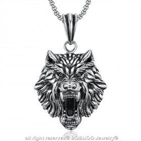 PE0233 BOBIJOO Jewelry Colgante de la Cabeza del Lobo de Plata de Acero inoxidable de la Cadena de