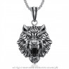 Pendentif Tête de Loup Acier Argent Chaîne bobijoo