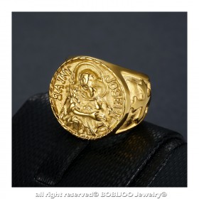 BA0348 BOBIJOO Jewelry Anello anello Uomo di San Giuseppe 316L Acciaio Oro