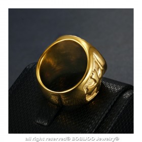 Bague Chevalière Homme Saint Joseph Acier 316L Or bobijoo