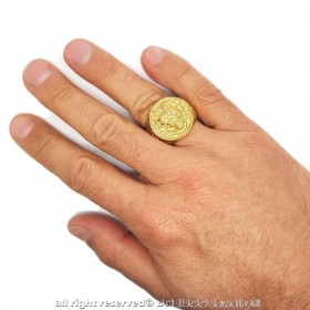 Bague Chevalière Homme Saint Joseph Acier 316L Or bobijoo