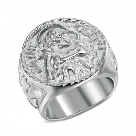 BA0349 BOBIJOO Jewelry Ring Siegelring Menschen St. Josef Stahl 316L