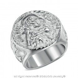 BA0349 BOBIJOO Jewelry Anello anello Uomo di San Giuseppe in Acciaio 316L