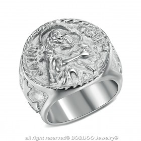 BA0349 BOBIJOO Jewelry Ring Siegelring Menschen St. Josef Stahl 316L