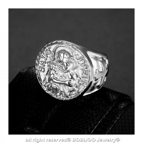 Bague Chevalière Homme Saint Joseph Acier 316L bobijoo