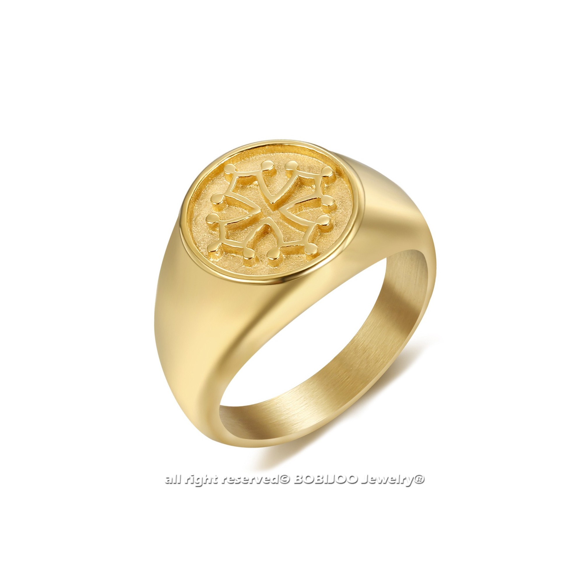 BOBIJOO Jewelry Bague Chevalière Homme Femme Croix Occitanie