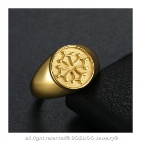 BA0350 BOBIJOO Jewelry Ring Siegelring Herren Damen Kreuz Okzitanien Stahl Gold