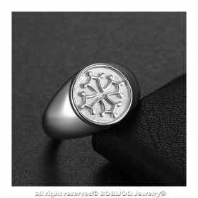 Bague Chevalière Homme Femme Croix Occitanie Acier bobijoo