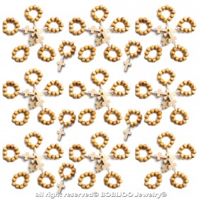 CP0049 BOBIJOO Jewelry Lotto x 50 Mini Anello Rosario in Legno