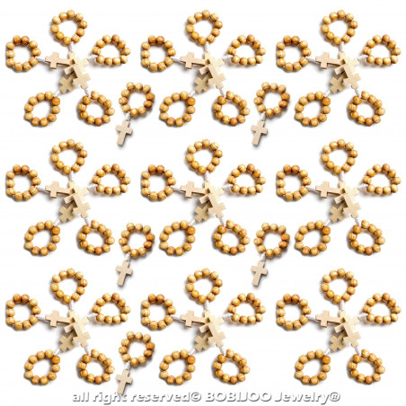 Lot x 50 Mini Chapelet Bague en Bois bobijoo