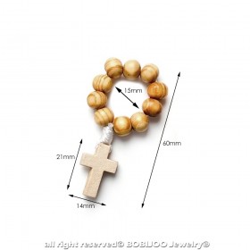 CP0049 BOBIJOO Jewelry Lot x 50 Mini Rosary Ring in Wood