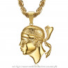 PE0234 BOBIJOO Jewelry Large Corsican Pendant Head of Moor Corsica Steel Gold