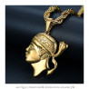 PE0234 BOBIJOO Jewelry Large Corsican Pendant Head of Moor Corsica Steel Gold