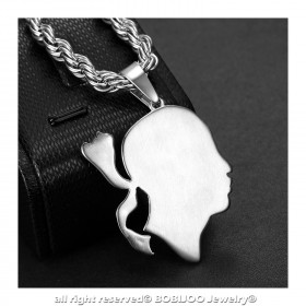 PE0235 BOBIJOO Jewelry Large Corsican Pendant Head of Moor Corsica Steel