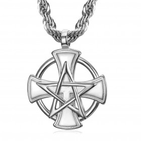 PE0237 BOBIJOO Jewelry Ciondolo Croce Templare Pentagrame Pentacolo Mason
