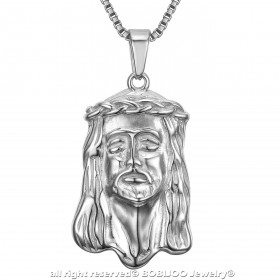 PE0129S BOBIJOO Jewelry Anhänger Kopf von Jesus Christus Stahl 316L + Kette