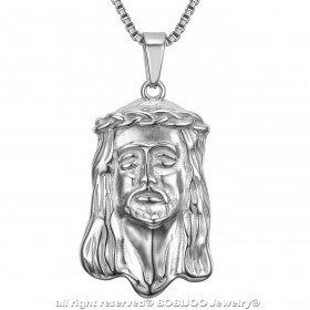 PE0129S BOBIJOO Jewelry Colgante Cabeza de Jesucristo Acero 316L + Cadena