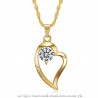 PEF0058 BOBIJOO Jewelry Pendant Necklace Heart I love you stainless Steel Gold Diamond