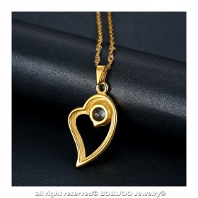 PEF0058 BOBIJOO Jewelry Anhänger Halskette Herz Ich liebe dich-Stahl-Diamant-Gold