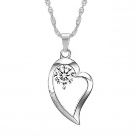 PEF0059 BOBIJOO Jewelry Pendant Necklace Heart I love you stainless Steel Diamond