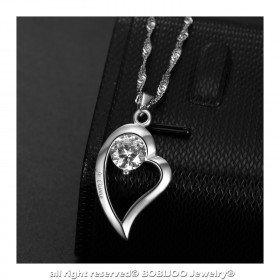 PEF0059 BOBIJOO Jewelry Anhänger Halskette Herz Ich liebe dich-Stahl-Diamant