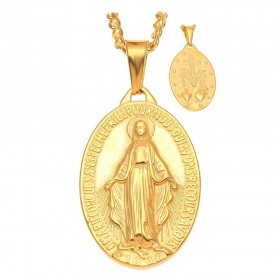 PE0091 BOBIJOO Jewelry Pendant Man Virgin Miraculous Mary Steel Gold Finish