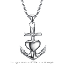 Pendentif Croix de Carmargue Acier Argenté Oxyde Zirconium  bobijoo
